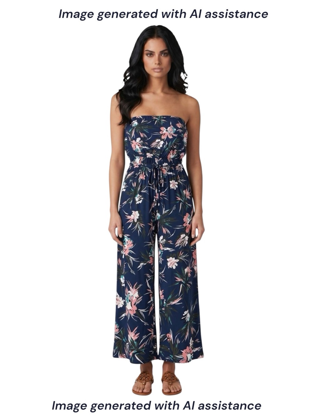Sandiva S strapless belted wide leg jumpsuit